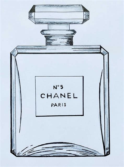 drawing chanel perfume bottle|Chanel perfume bottle drawing.